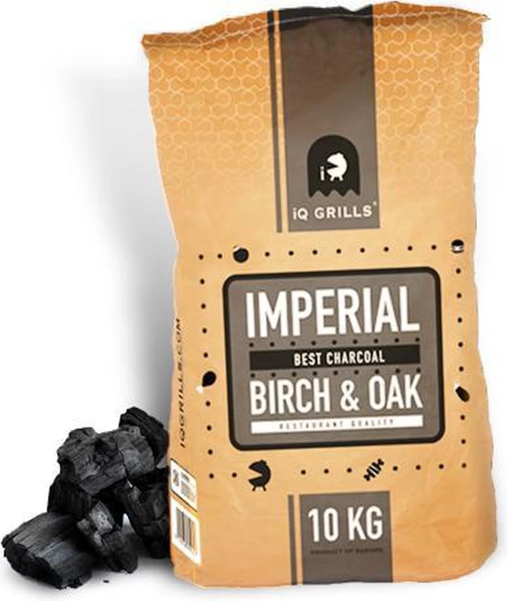 Houtskool "iQ Grills IMPERIAL Best Charcoal" Birch/Oak 10kg, Restaurant Quality - Grote Brokken - Lange Brandduur - Afbeelding 2