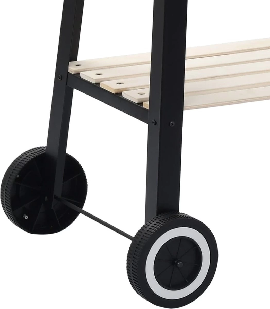 Verrijdbare Barbecue – Houtskool/Briketten - Verstelbare Grillplaat – Houten Tafel – Winscherm – Gewicht 5.9kg - Afbeelding 4