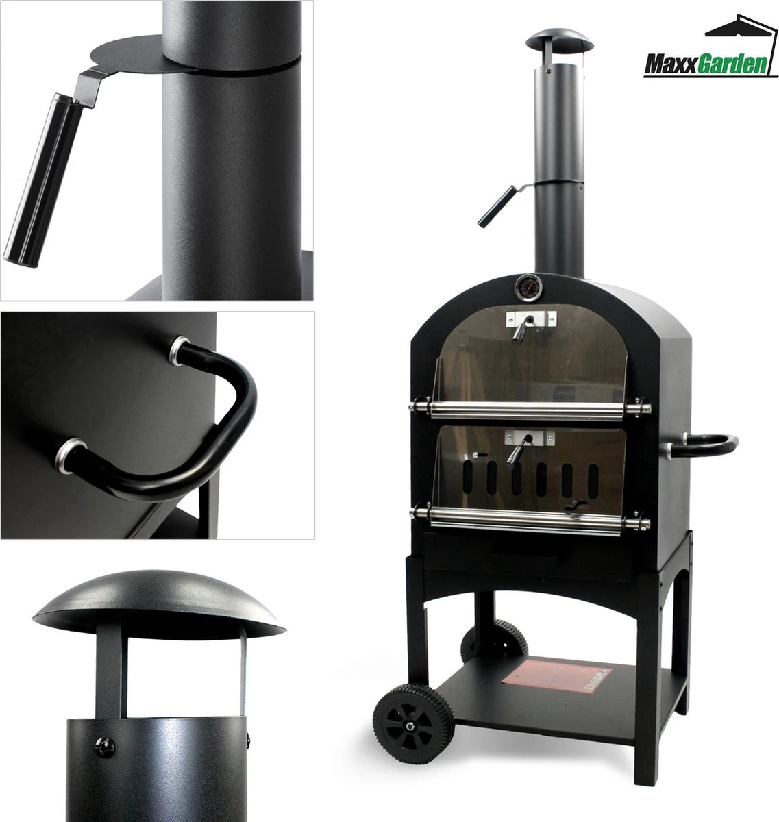 MaxxGarden Pizza Oven Buiten - Houtskool – Incl. Pizzasteen - 45x65x158cm - Afbeelding 6