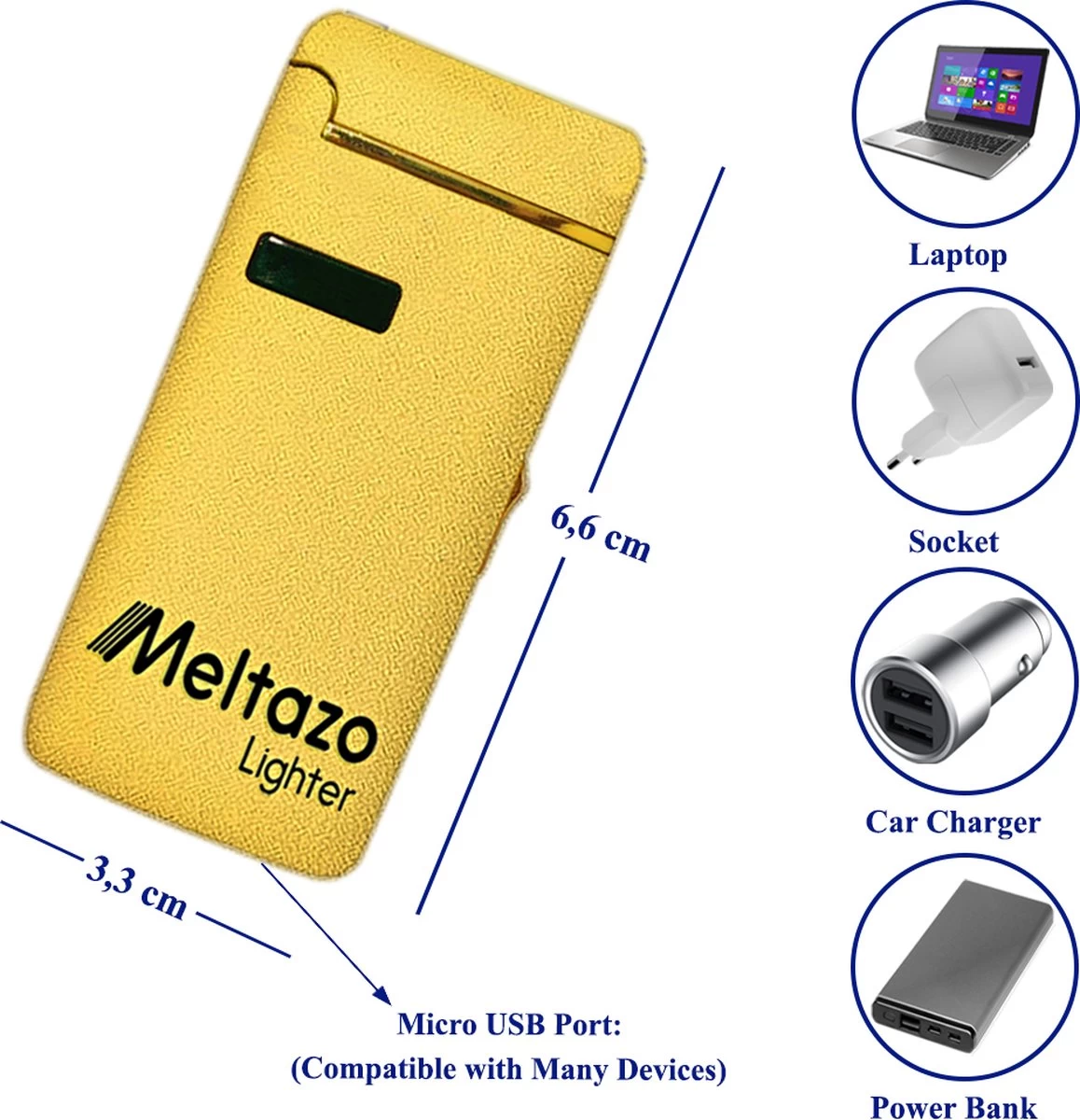 MELTAZO Elektrische Aansteker, Aansteker Gas, Electric Lighter, Gasaansteker Navulbaar, Elektronische Aansteker, Aansteker Plasma, Aansteker Vuurwerk, USB Aansteker Plasma, 2-in-1 Aansteker Voor Sigaretten Camping Kaarsen - 2023 Editie - Afbeelding 4