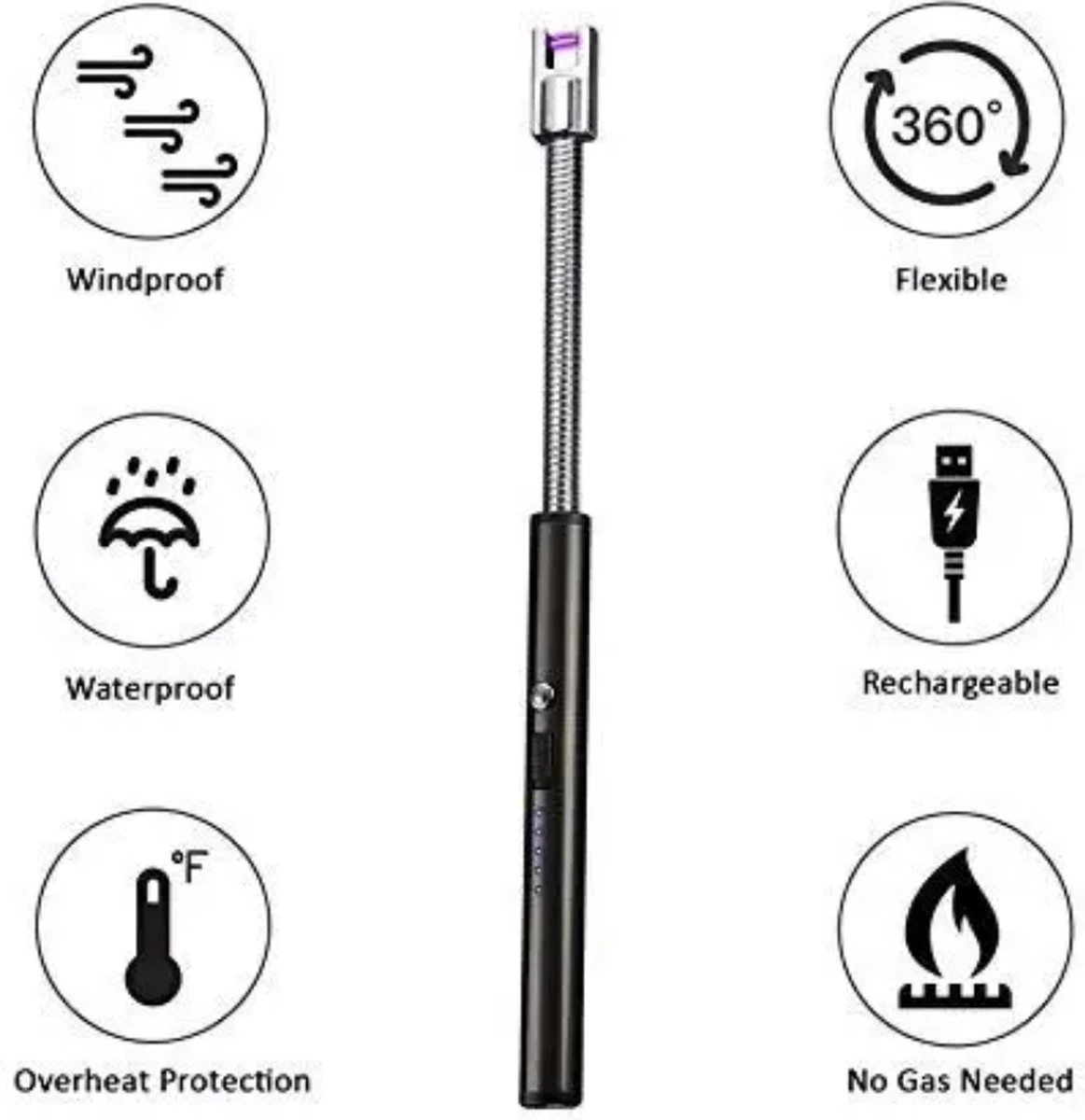 Le Cose USBurn-BBQ Aansteker-oplaadbare Aansteker Met Usb Kabel-Elektrische Plasma Aansteker-windbestendig En Buigzaam-zwart-USB-Lange Flexibele Aansteker - Afbeelding 3