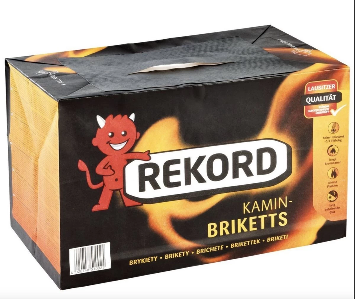 Bruinkoolbriket 10 Kg REKORD- Briketten - Brandhout-briketten Geperst -houtkachel 10kg - 18stk - Afbeelding 2
