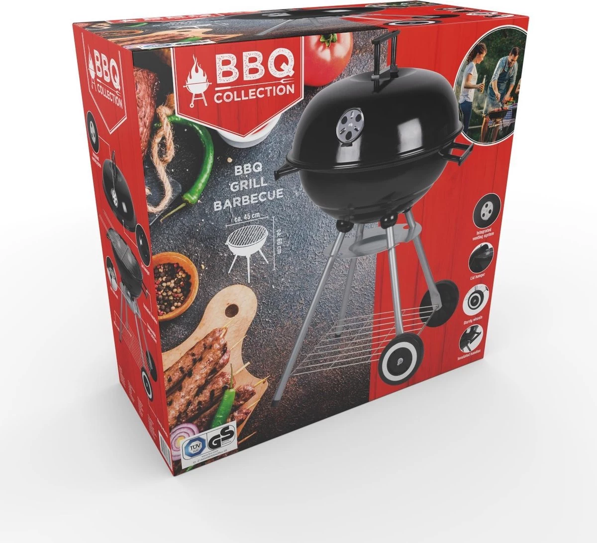BBQ Collection Houtskoolbarbecue - Kogelbarbecue 45 X 60 Centimeter - Ronde Barbecue - Barbecue Op Wielen - Zwart - Metaal - Afbeelding 5