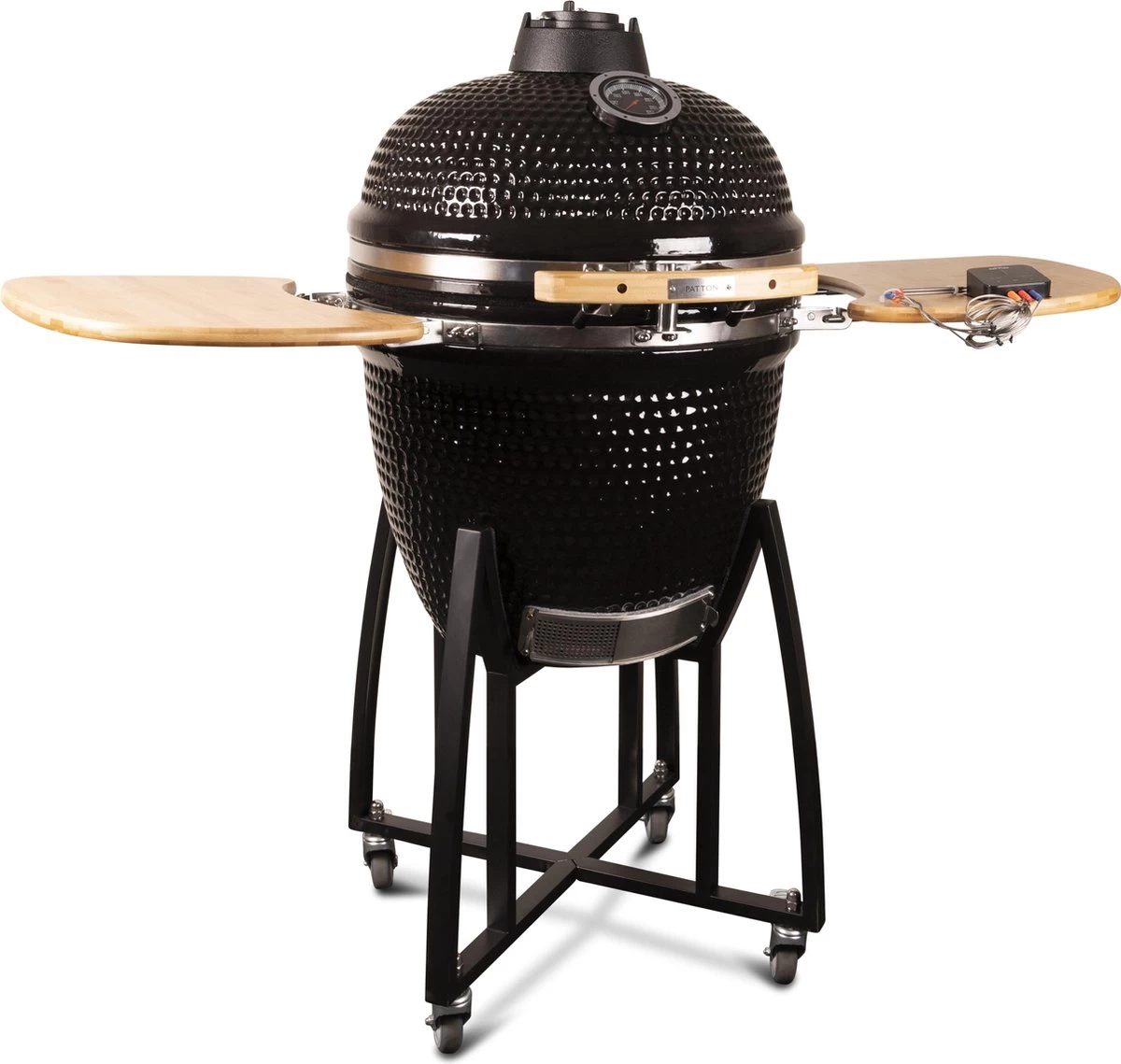 Patton - Kamado 21" - Premium Black - Keramische Barbecue - Incl. Bluetooth Kerntemperatuurmeter - LED Verlichting - Large - Compleet - Zwart - Afbeelding 14