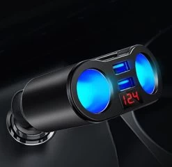 Auto Sigarettenaansteker Splitter - USB Ingang Auto - 2 Sigaretten Aansluitingen - Autolader