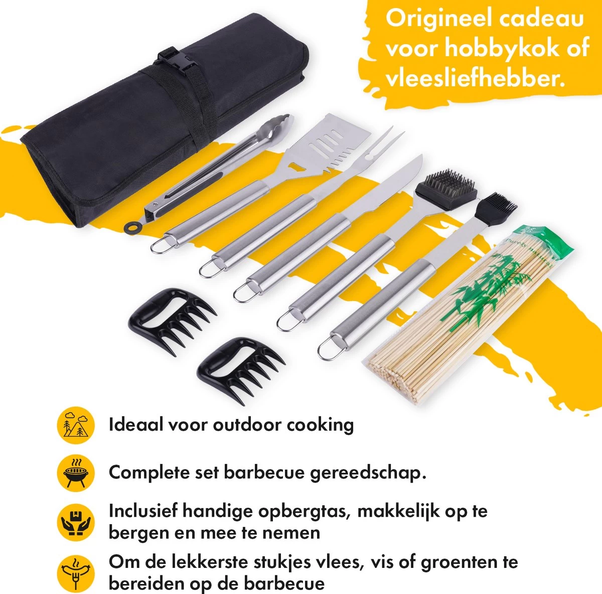 BBQ Accesoires Set Gereedschap Tang Borstel Barbecue Kookgerei - 10 Delig - Afbeelding 2