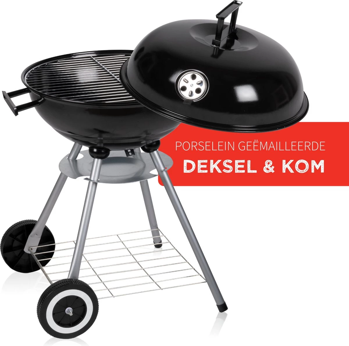 BBQ Collection Houtskoolbarbecue - Kogelbarbecue 45 X 60 Centimeter - Ronde Barbecue - Barbecue Op Wielen - Zwart - Metaal - Afbeelding 12