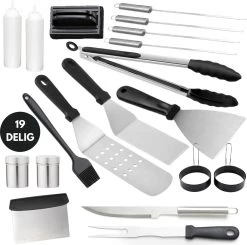 BBQ Gereedschapset - Opbergtas - BBQ Accessoires - BBQ Tang - BBQ Set - BBQ Borstel - BBQ Gereedschap - Roestvrij Staal