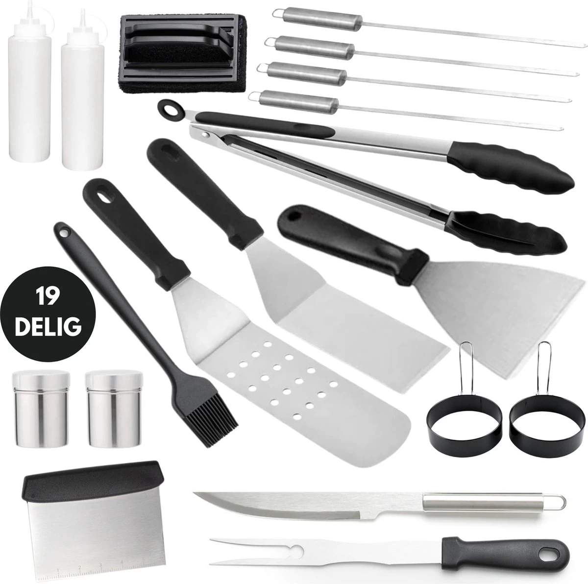 BBQ Gereedschapset - Opbergtas - BBQ Accessoires - BBQ Tang - BBQ Set - BBQ Borstel - BBQ Gereedschap - Roestvrij Staal