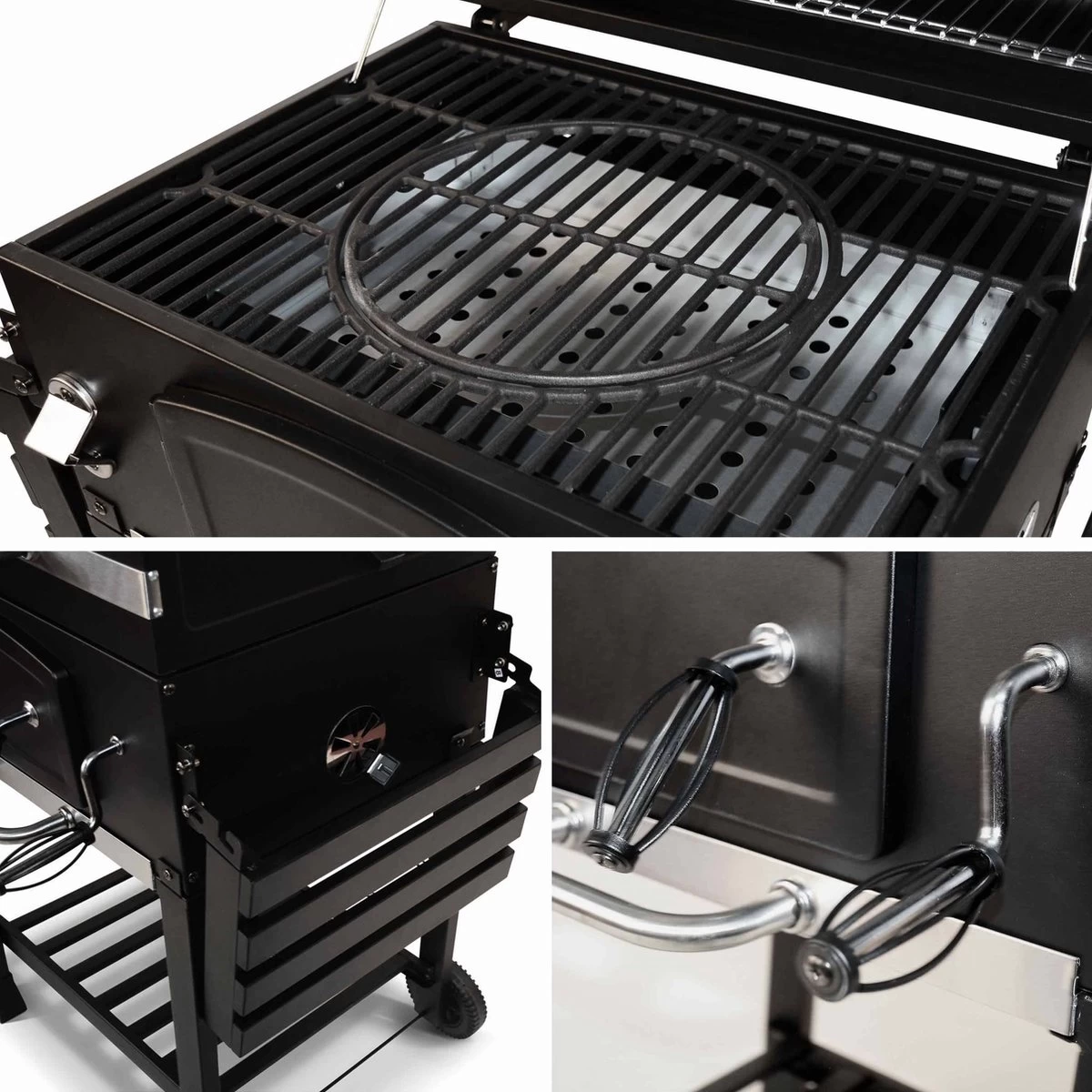 Alice's Garden Houtskool BBQ Bernard - Smoker - Verstelbare Houtskoolbak - Zwart - Afbeelding 8