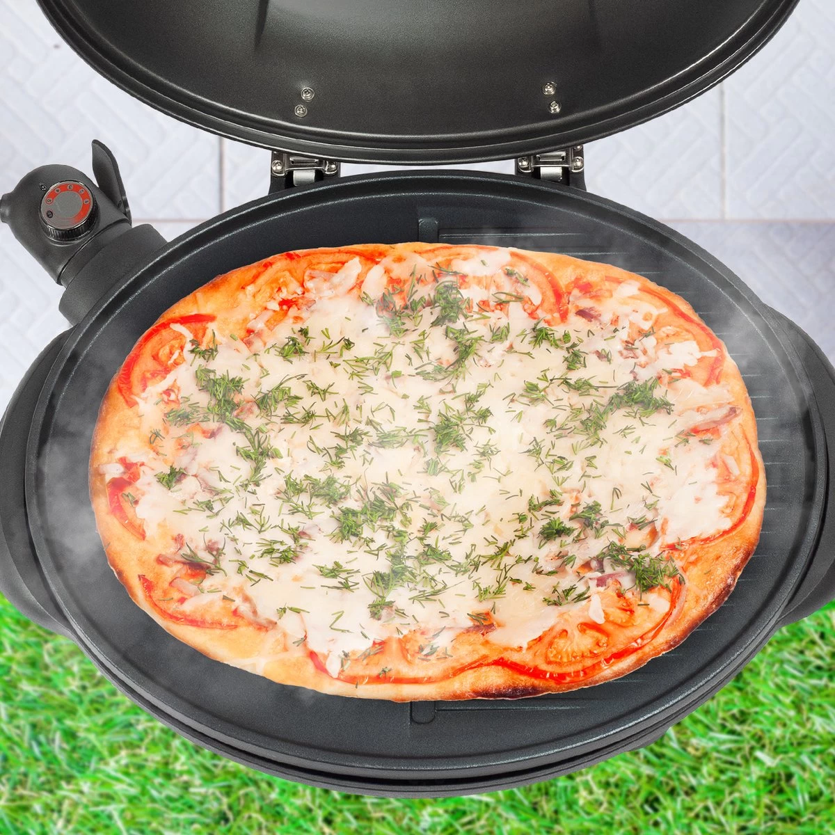 KitchenBrothers Elektrische BBQ - Met Grillplaat - Anti-aanbaklaag - Incl. Plank/Houders - Grilloppervlak 46,5x33,8cm - Tot 300°C - 2400W - Zwart - Afbeelding 4