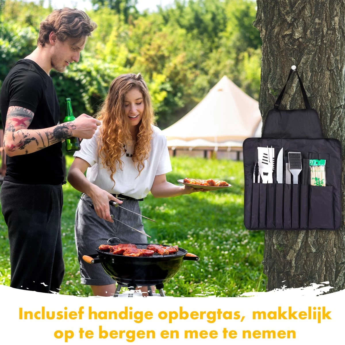 BBQ Accesoires Set Gereedschap Tang Borstel Barbecue Kookgerei - 10 Delig - Afbeelding 4