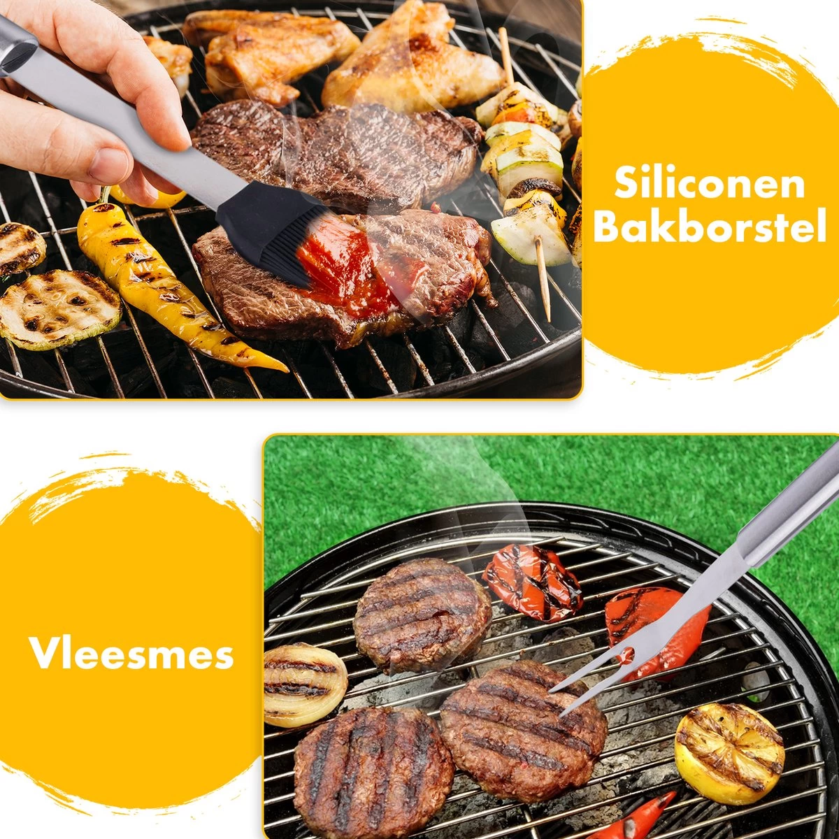 BBQ Accesoires Set Gereedschap Tang Borstel Barbecue Kookgerei - 10 Delig - Afbeelding 6