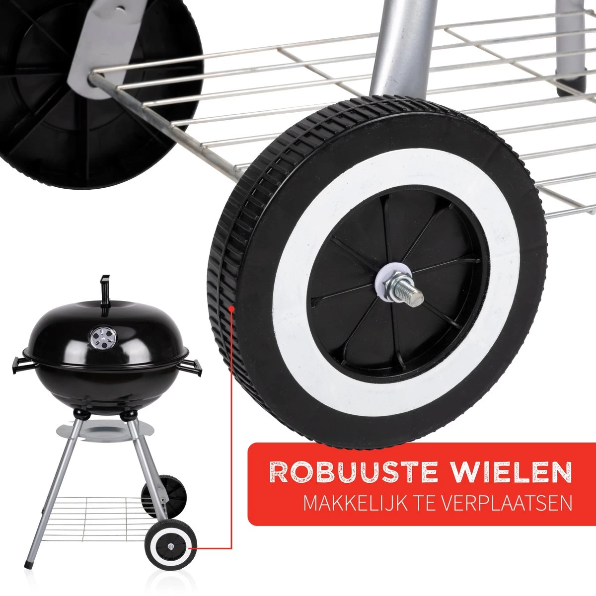 BBQ Collection Houtskoolbarbecue - Kogelbarbecue 45 X 60 Centimeter - Ronde Barbecue - Barbecue Op Wielen - Zwart - Metaal - Afbeelding 11
