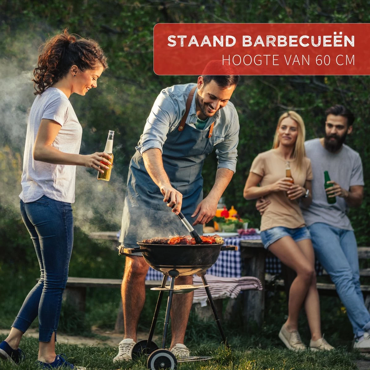 BBQ Collection Houtskoolbarbecue - Kogelbarbecue 45 X 60 Centimeter - Ronde Barbecue - Barbecue Op Wielen - Zwart - Metaal - Afbeelding 15