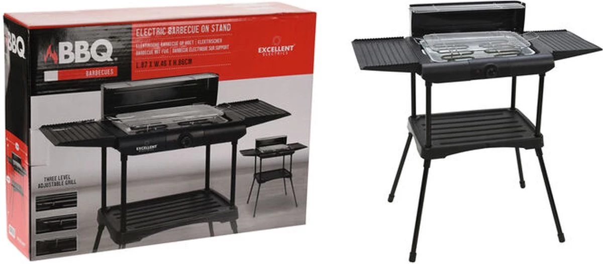 Excellent Electrics Elektrische Barbecue - Grilloppervlak (LxB) 36x24 Cm - 2000W - Zwart - Afbeelding 2