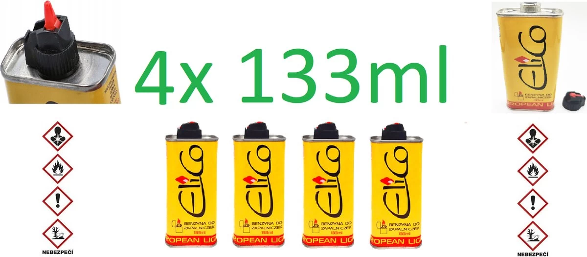 Unilight 4x Universeel Zippo Aansteker Vloeistof - Benzine Aansteker - Aanstekervloeistof - Benzine Vloeistof - 4x 133ml Navulbaar
