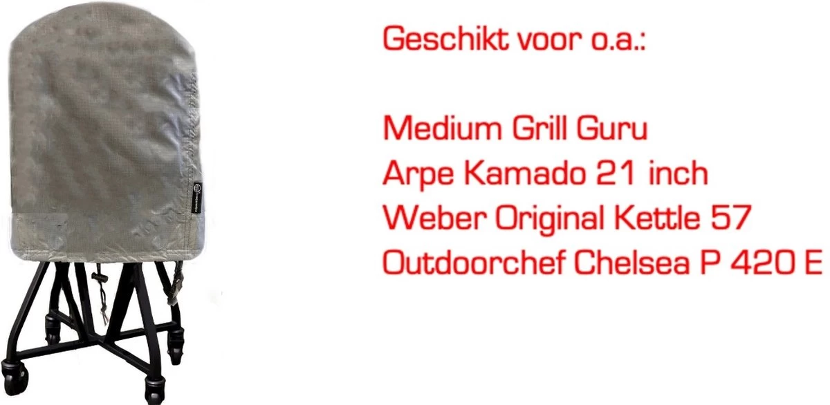 COVER UP HOC Diamond Bbq Hoes Rond - 70x80 Cm - Waterdicht Met Stormbanden En Trekkoord - Geschikt Voor O.a. Kamado, Big Green Egg, Grill Guru, The Bastard, Patton,Weber - Afbeelding 5