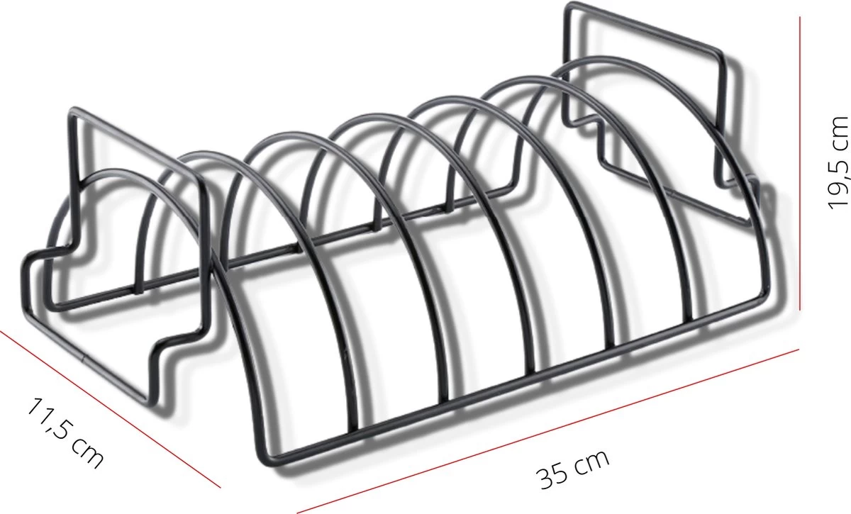 PROKING Sparerib Barbecue Rek – BBQ Accessoires – Inclusief Sparerib Recept – Anti-aanbak Lag – 35 X 19.5 X 11.5 CM - Afbeelding 5