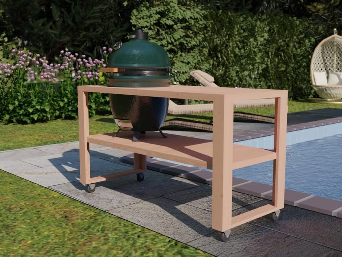BBQ Tafel - Geschikt Voor Big Green Large/Bastard Large/Bastard Large Urban/Yakiniku 19 Inch/Monolith Large - Eikenhout - 87 Cm - Afbeelding 4