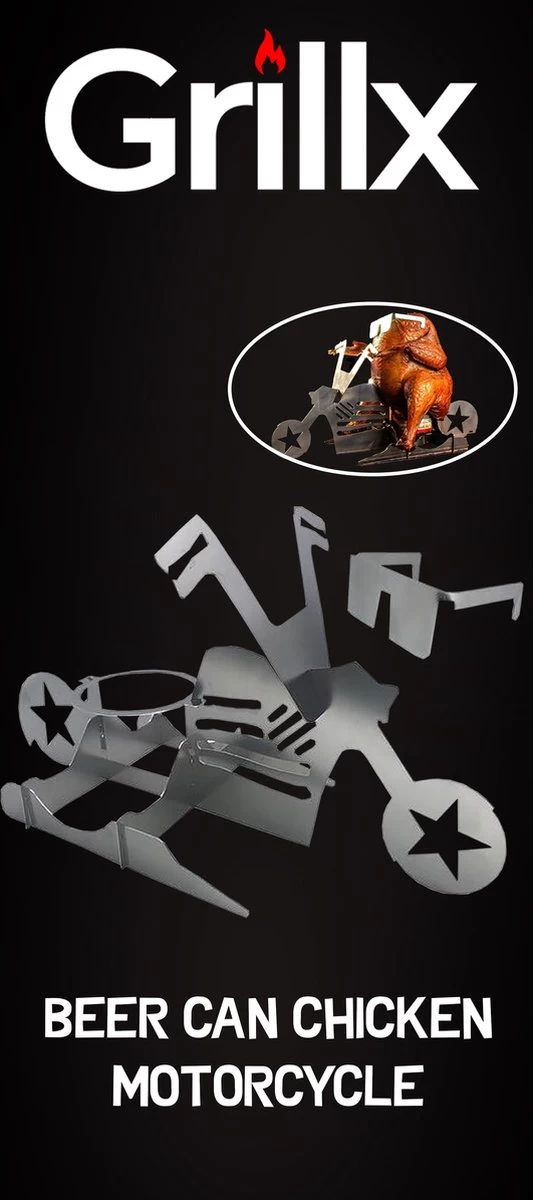 GrillX Beer Can Chicken Houder - Kiphouder Motorcycle - BBQ Accesoires - Bierkip - Barbeque Gereedschap - Chicken Sitter - Afbeelding 6
