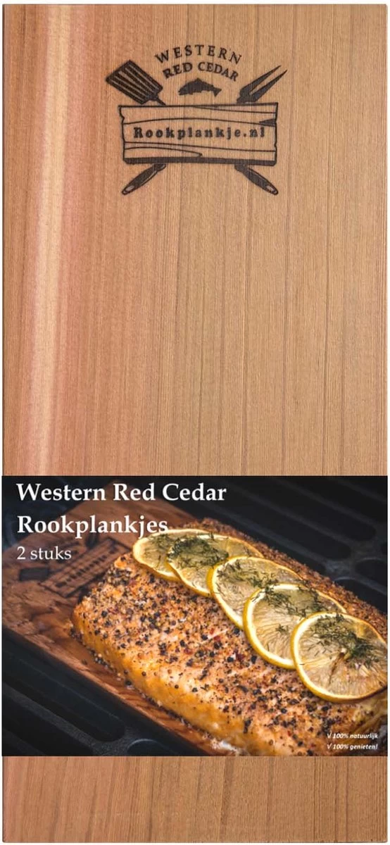 Merkloos Rookplank Western Red Cedar - 2 Stuks - BBQ - Rookhout - Afbeelding 2