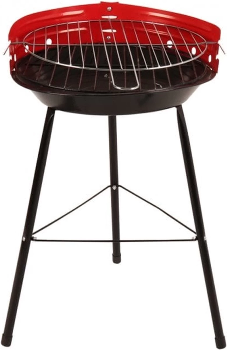 Houtskoolbarbecue Ø33 Cm | Verstelbare Grill BBQ | Halfopen | Zwart / Rood - Afbeelding 4