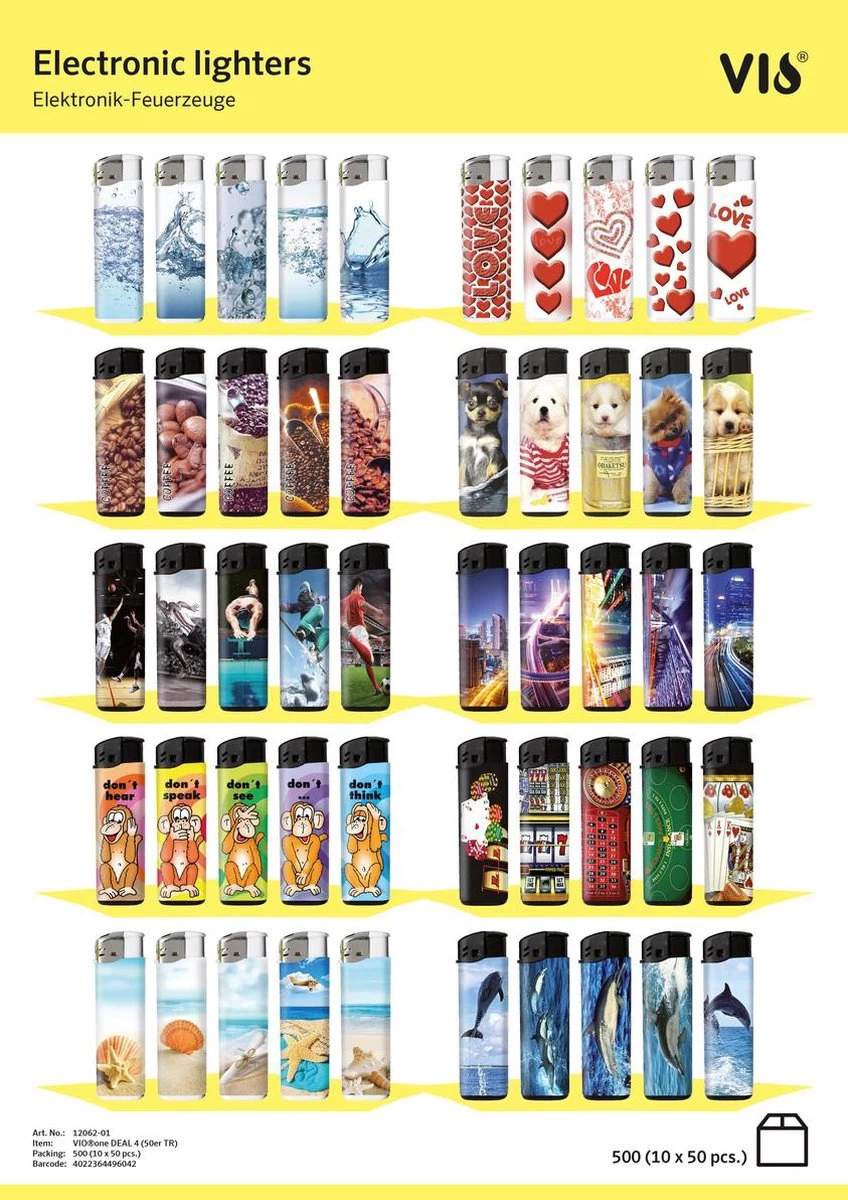 Klik Aanstekers 50 Stuks In Tray Navulbaar - Vio Deal Electronic Aansteker - Unilite Lighters - Afbeelding 2