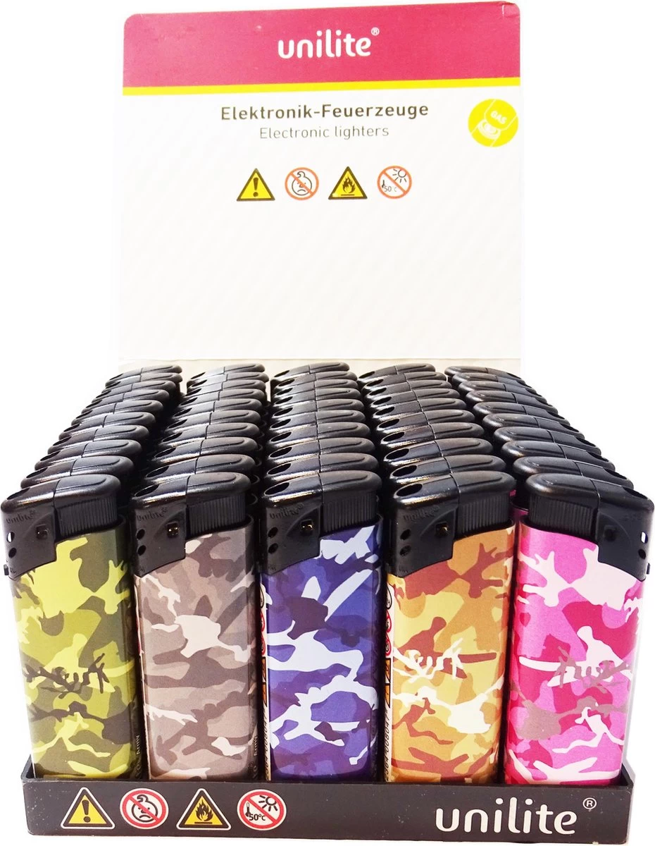 Klik Aanstekers 50 Stuks In Tray Navulbaar - Vio Deal Electronic Aansteker - Unilite Lighters